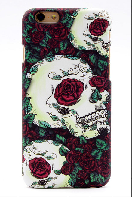 Red Flower Skull Tattoo Mobile Phone Shell