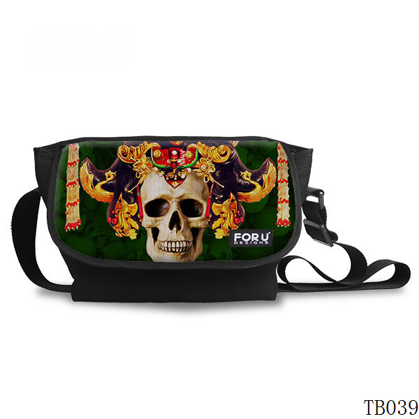 Vintage Skull Messenger Bag Green