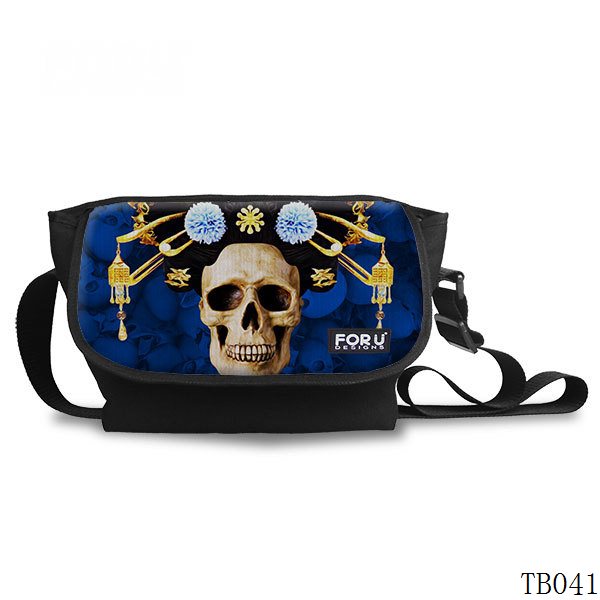 Tattoo Skull Messenger Bag Dark Blue