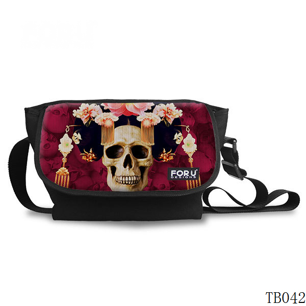 Tattoo Skull Messenger Bag Dark Red